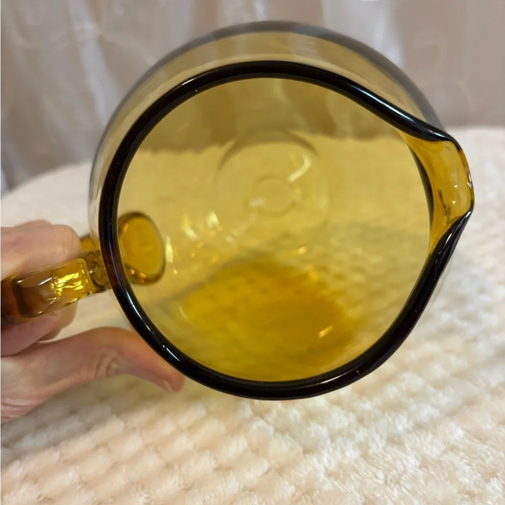 Vintage Handblown Amber Glass Pitcher